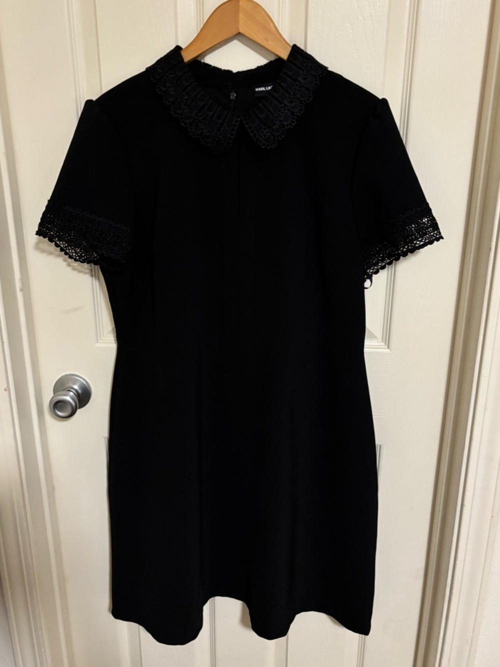 Karl Lagerfeld Paris Lace‑Trim Black Dress – Size 14 - Picture 2 of 7